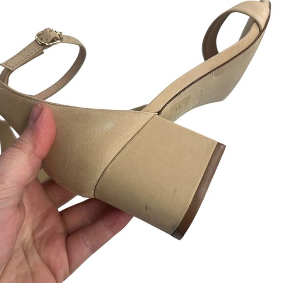 Steve Madden Irene Block Heel Sandals Size 6 Nude Tan Suede Ankle Strap Heels - Picture 5 of 11